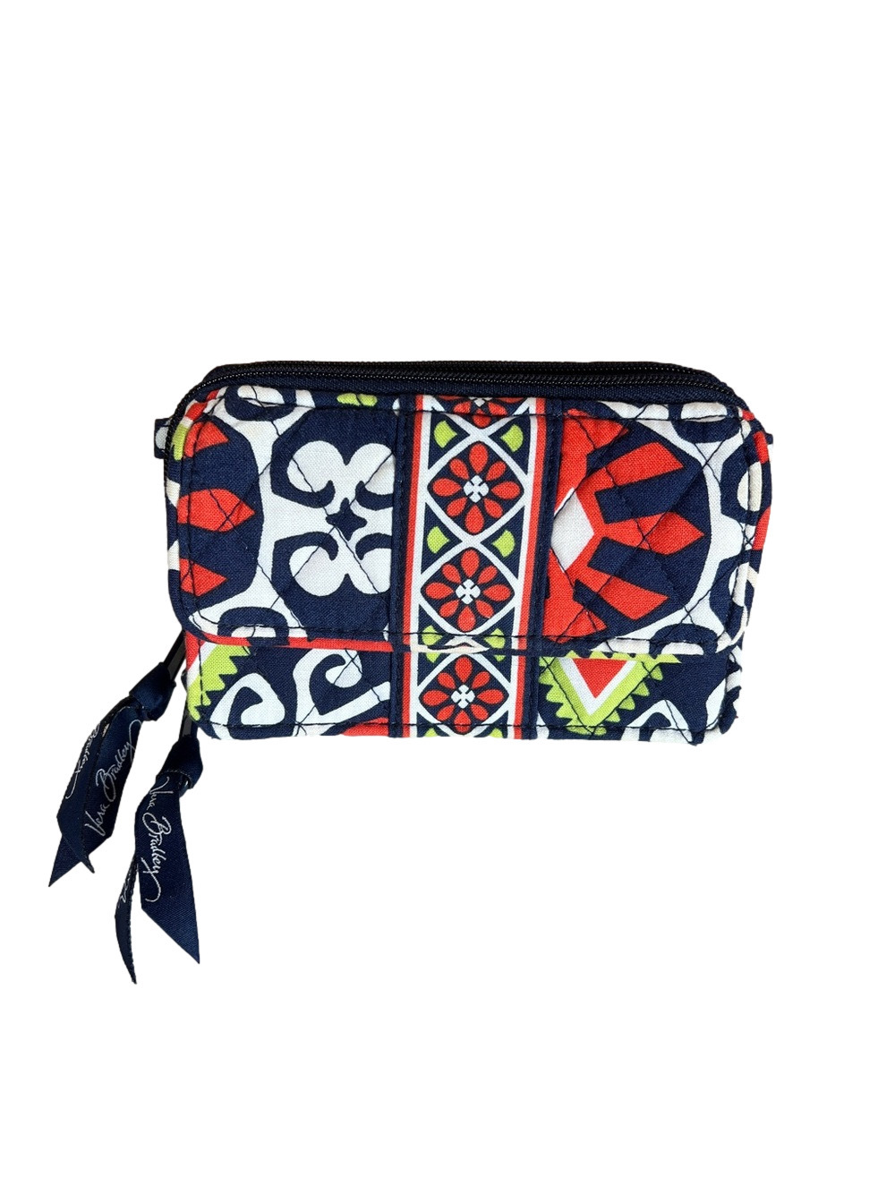 Vera Bradley Sun Valley Retired Navy Geometric Quilted Compact Wallet
